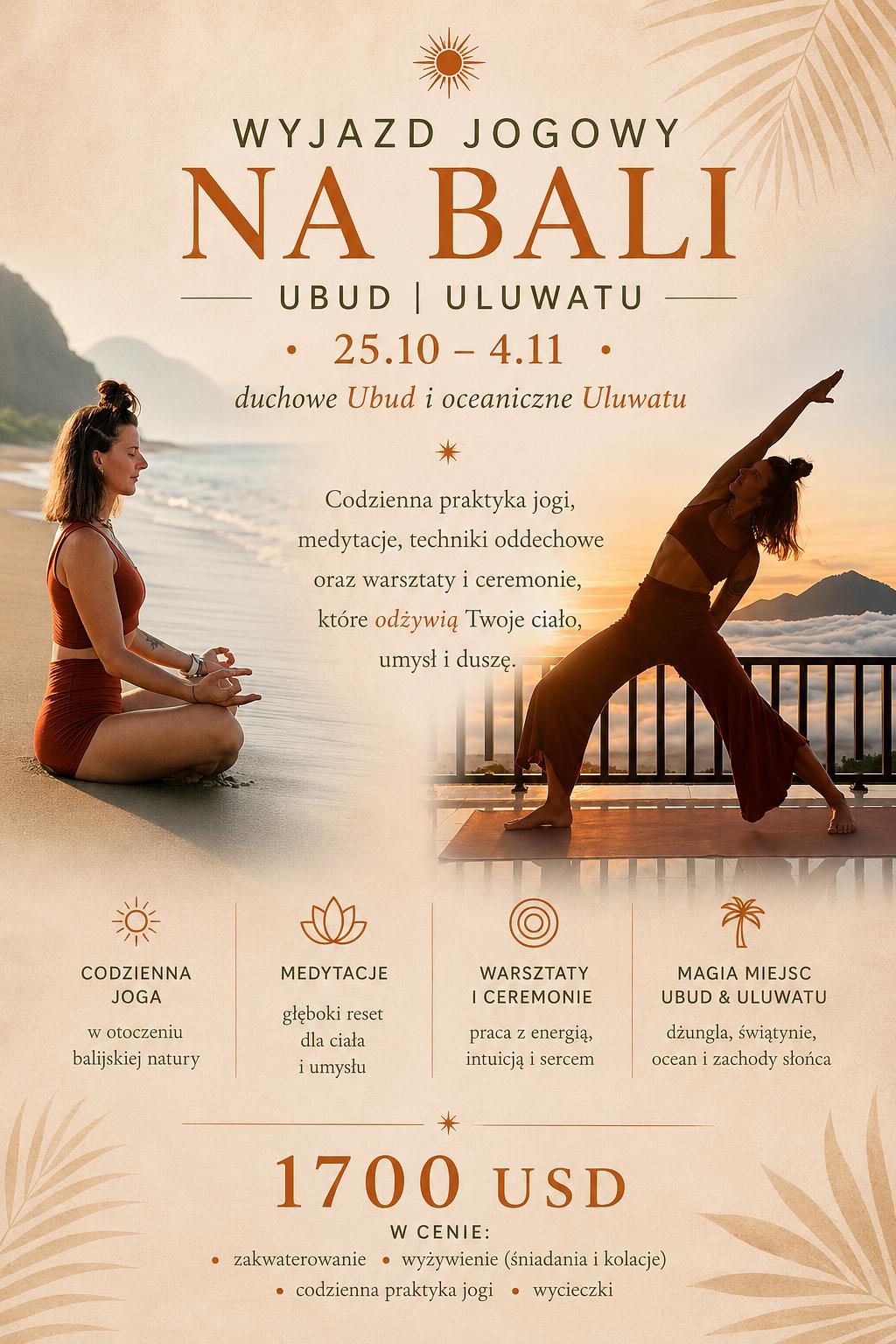Retreat na Bali - wyjazd z jogą, oddechem i medytacją 🙏🏼🧡