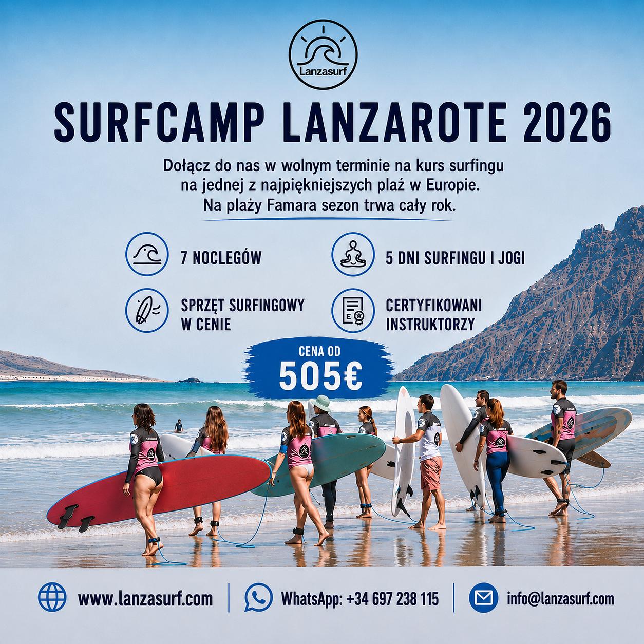 Obóz surfingowy i joga przez cały rok